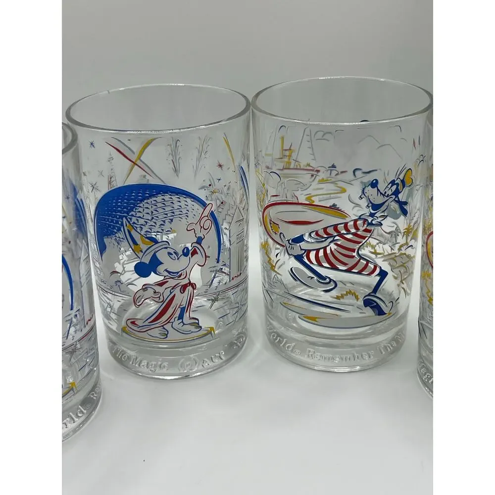 Vintage 1996 Disney WDW 25th Anniversary Mickey Goofy McDonald's Glasses Lot 4